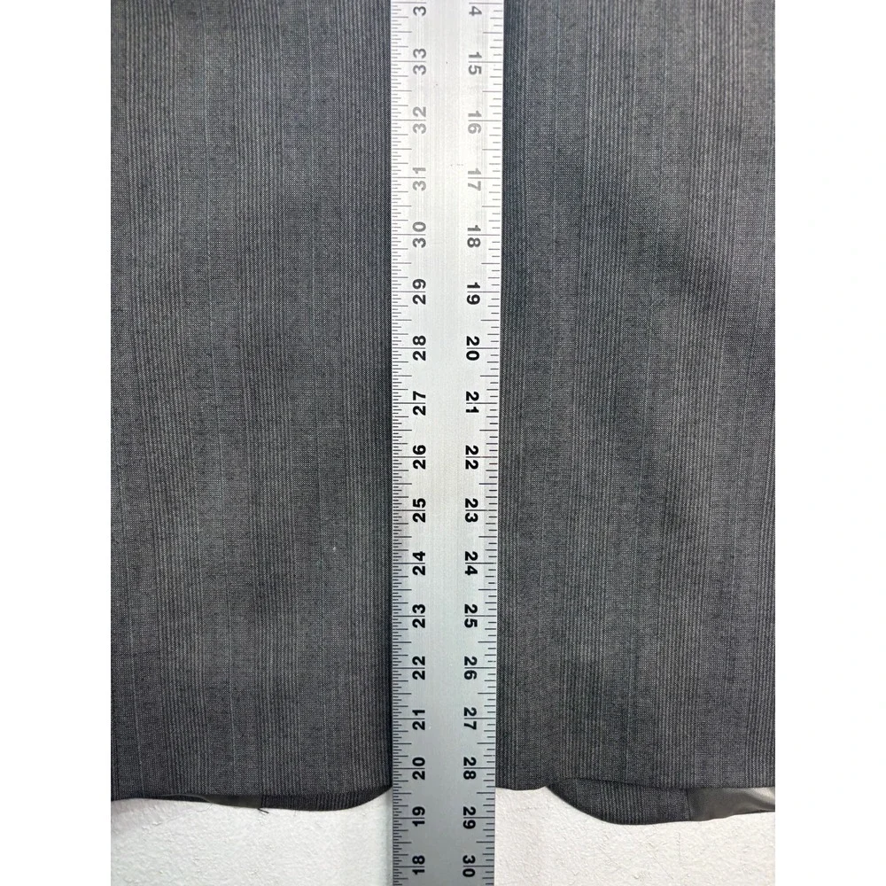 vtg 90s Perry Ellis 36S 29x28 Gray Plaid 2pc Pant Suit Wool Pleated Cuffed USA
